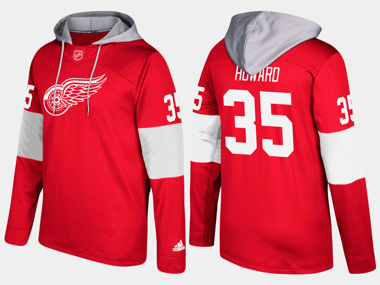 NHL Men Detroit red wings #35 jimmy howard red hoodie->buffalo bills->NFL Jersey